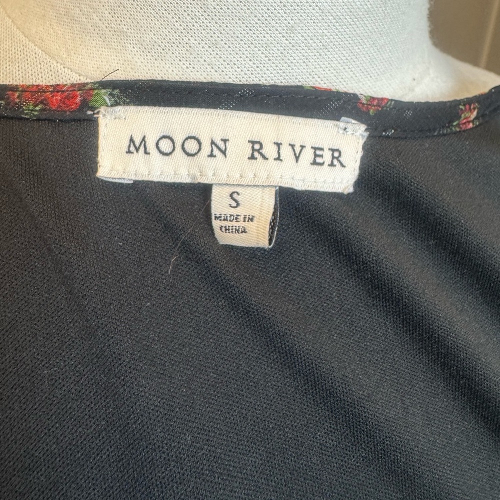 Antropologie π Moon River Black Floral Ruffle Maxi Dress β Size S - Picture 6 of 8